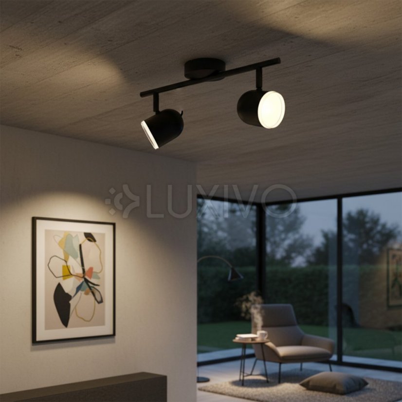 Stropné/stenové svietidlo nastaviteľné 8,4W LED RAWI 2 čierne 3000K GOLDLUX (Polux)