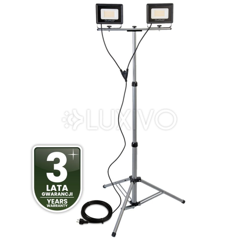 Reflektor LED Halogén lampa 2 x 50W na statíve GLAREX 4000K LUMILED