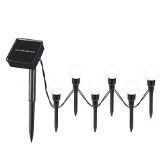 Solárna vonkajšia záhradná girlanda 6x LED 3000K so súmrakovým senzorom Biela čierna IP44 Sanico Goldlux