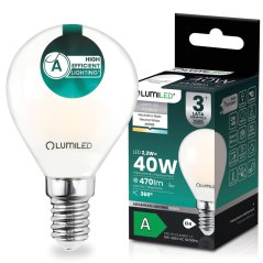 LED žiarovka E14 guľka P45 2, 2W 470lm = 40W 4000K neutrálna 360° filament KLASA A LUMILED