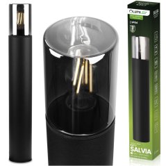 Záhradný stĺpik vonkajší na žiarovku E27 čierny sklo IP54 60 cm SALVIA LUMILED