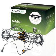 Vonkajšia záhradná girlanda svetelný reťazec 10m 10x E27 NARCI LUMILED