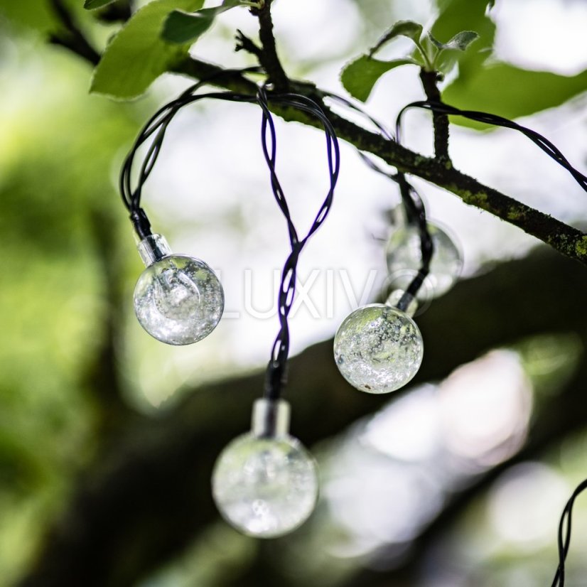 Solárne záhradné girlandy Solárne svetlá 100x LED žiarovka Balkónové gule 16m 3000K GALLA3 LUMILED