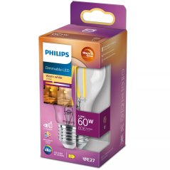 LED žiarovka E27 A60 5,9W = 60W 806lm 2700 Warm Filament PHILIPS Stmievateľná