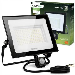 LED reflektor ZUNA2 100W 9000lm 4000K IP44 čierny so senzorom pohybu LUMILED