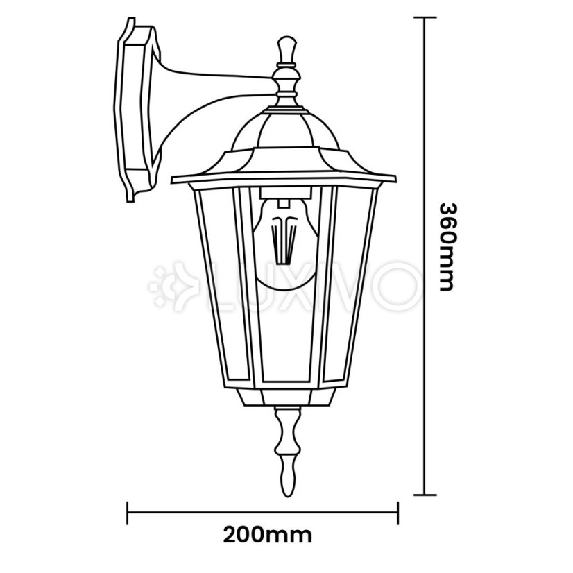 Vonkajšie fasádne nástenné svietidlo E27 LATARNIA DOWN DOWN Patina BELLIS LUMILED