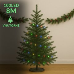 Vianočná led svetelná reťaz vnútorná - 100led - 8m multicolour