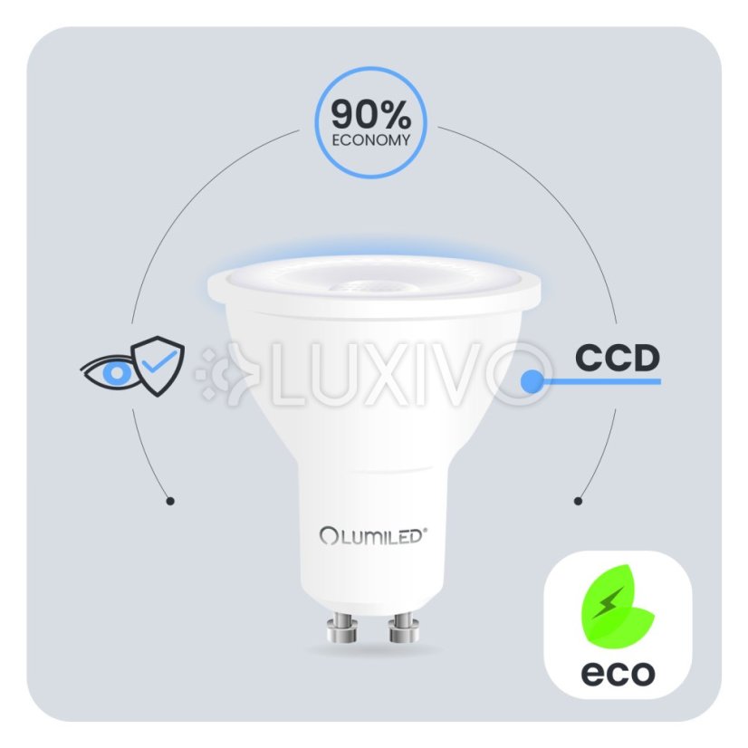 LED žiarovka GU10 reflektor PAR16 5, 2W = 55W 720LM 6500K studená 38° LUMILED