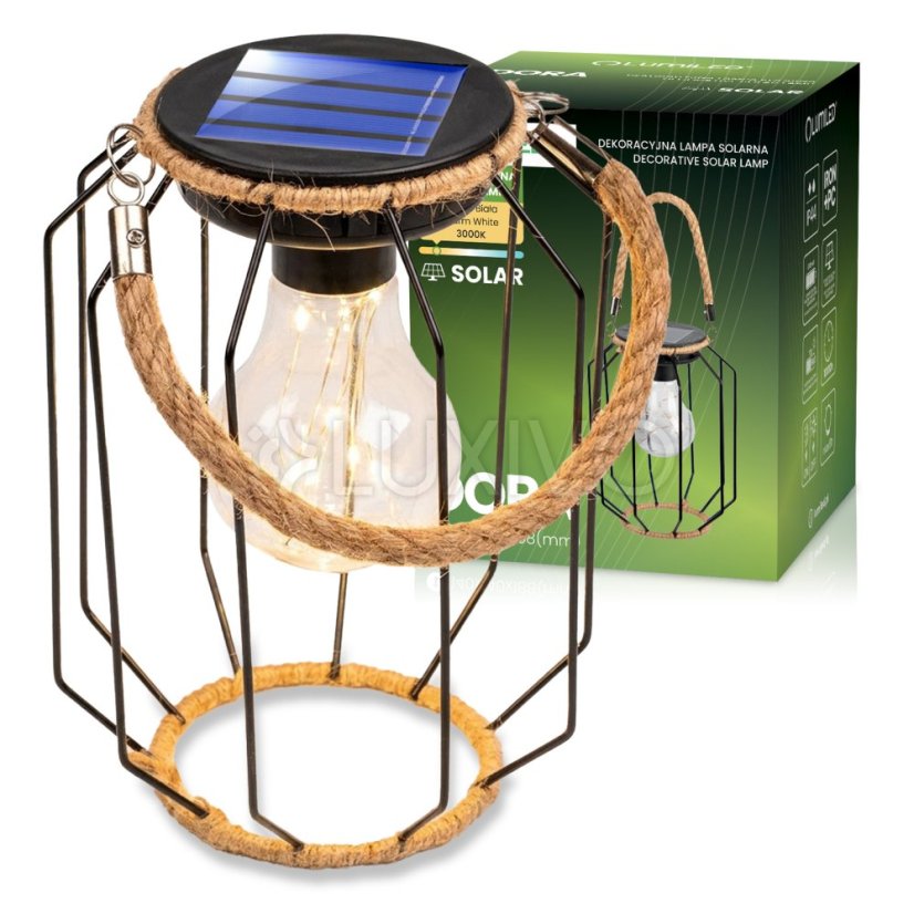 Solárna záhradná lampa LED závesná lampáš DORA IP44 3000K LUMILED