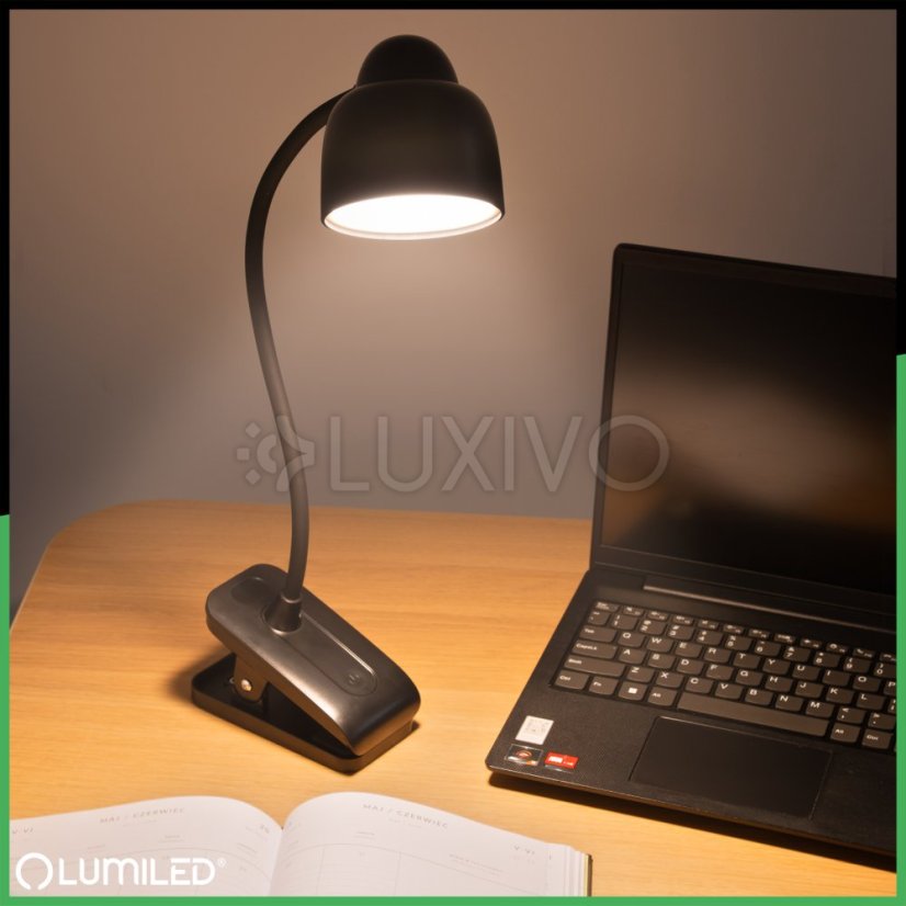 LED stolová lampa 5W CCT kresliarska školská TESA 2 čierna LUMILED