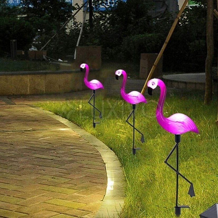 3x LED záhradná lampa Flamingos 54cm