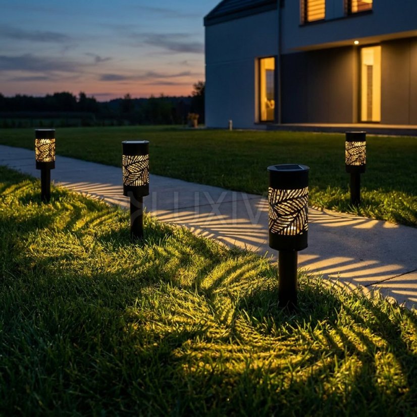 5x Solárna záhradná lampa LED 2700K zapichovací stĺpik priehľadný CAREX LUMILED
