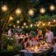 Solárna záhradná girlanda 30x LED dekoračné guličky 15, 05m 2700K teplá biela + diaľkové Lumiled