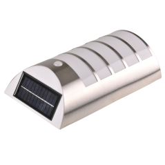 SAFFO chróm/biela 6000K studená LED solárna fasádna lampa so senzorom pohybu GOLDLUX (Polux)