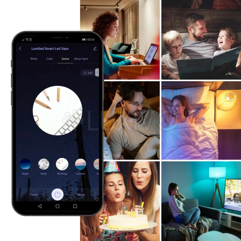 LED žiarovka E14 P40 Bulb 5W = 40W 450lm RGB CCT Stmievateľná Smart TUYA WiFi SMART SAYO LUMILED