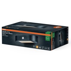Vonkajšie nástenné svietidlo LED so solárnym napájaním so senzorom pohybu a súmraku 4W 380lm 3000K teplá biela čierna IP44 Endura Osram