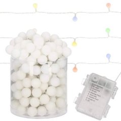 Vianočná led svetelná reťaz na batérie - guľky - programy - 50led - 7,5m Multicolour