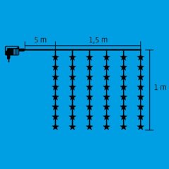 Vianočná led svetelná záclona vnútorná - záves - hviezdy - 48led - 1,5m studená biela