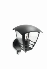 CREEK myGarden E27 IP44 LED fasádne nástenné svietidlo so senzorom pohybu čierne PHILIPS