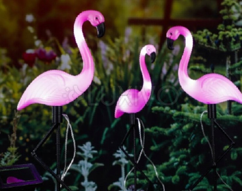 3x LED záhradná lampa Flamingos 54cm