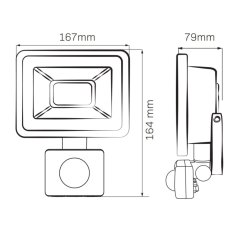 LED reflektor 30W 2700lm 6500K studená 120° čierny IP65 so senzorom pohybu Goldlux