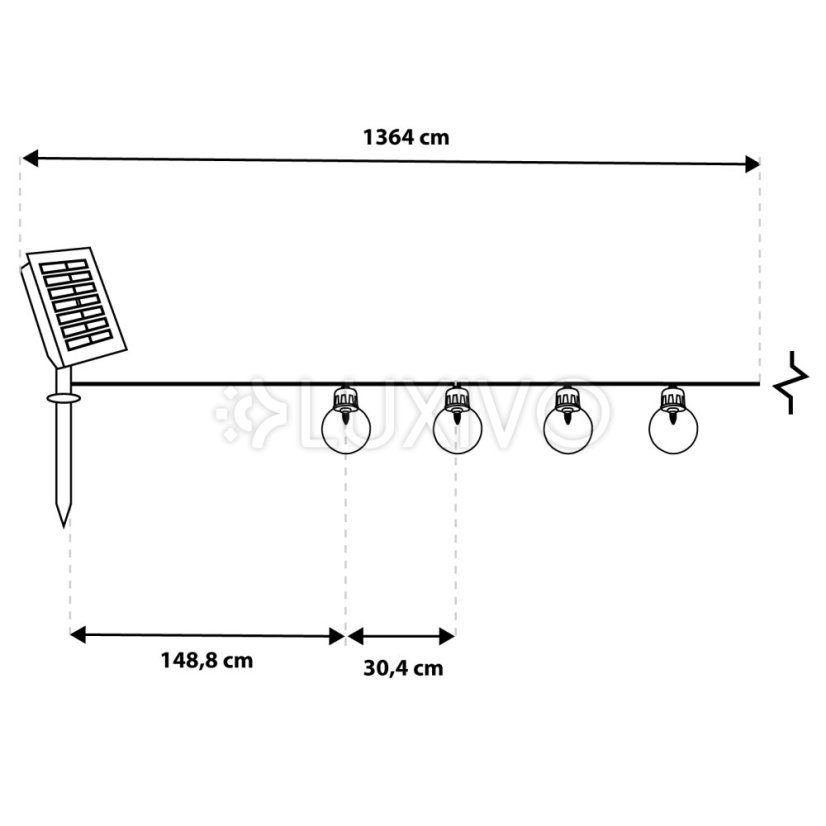Girlanda solárna záhradná 40 LED balkónová ozdobné guličky 13, 64m 3000K teplá GLADI 3 LUMILED