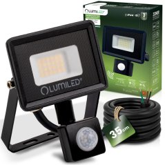 LED reflektor ZONER 20W 1800lm 4000K IP44 čierny so senzorom pohybu LUMILED