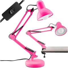 Stolová kresliarska lampička E27 TOBI ružová Lumiled s úchytom na dosku