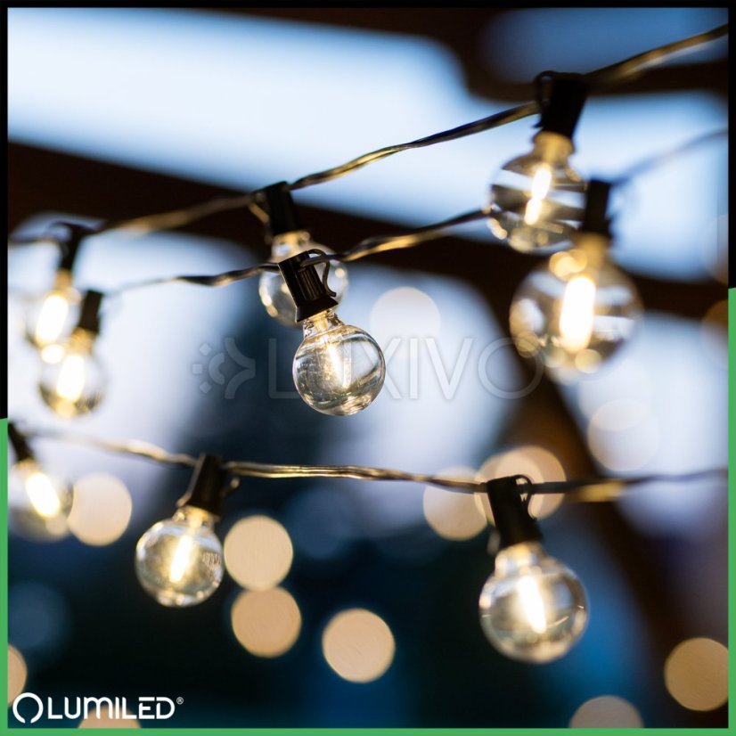 Solárna záhradná girlanda 40x LED ozdobné guľôčky 19, 55m 2700K teplá + diaľkový ovládač CALLIS2 LUMILED