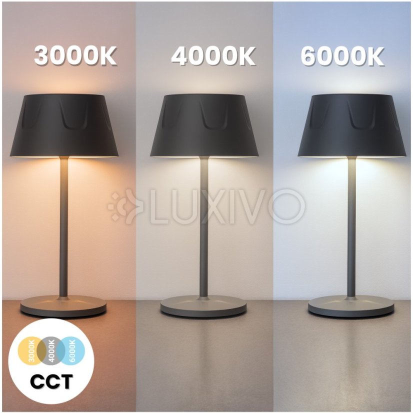 Stojacia záhradná lampa LED dekoratívna stolová nočná USB stmievateľná dotyková čierna FIORA LUMILED