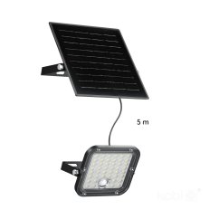 LED solárny vonkajší záhradný reflektor 10W 1500lm 4000K neutrálna 120° so senzorom pohybu a súmraku IP65 čierny MHCS Kobi