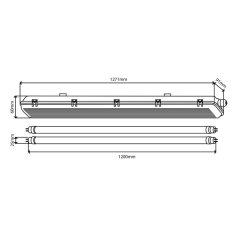 Hermetické svietidlo HERKO 2x120CM + 2x LED žiarivka 120CM 18W 1980LM 4000K Lumiled
