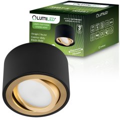 Nadstenné halogénové svietidlo spot tuba pohyblivé okrúhle čierno-zlaté 50mm AMAT-S LUMILED