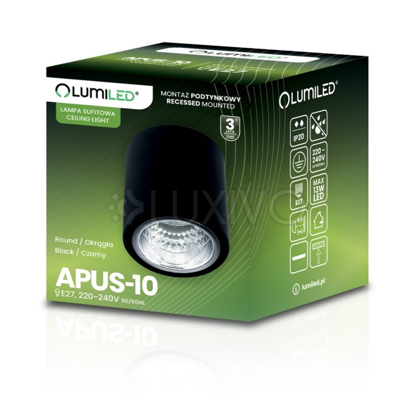 Stropné svietidlo APUS 10 Spot TUBA Black E27