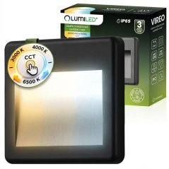 Vonkajšia záhradná schodisková nástenná fasádna lampa CCT 3000-6500K LED 4W IP65 VIREO LUMILED