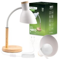 Stolná lampa školská kresliarska dekoratívna E27 NIKO biela Lumiled