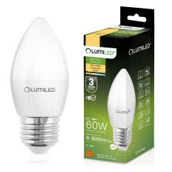 Žiarovka LED E27 Sviečka B35 8W = 60W 806lm 3000K teplá 180° LUMILED