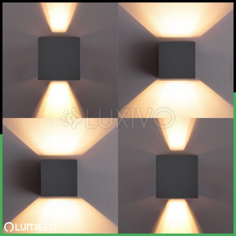 Záhradné nástenné svietidlo LED G9 nastaviteľné zhora nadol Graphite PYXIS LUMILED