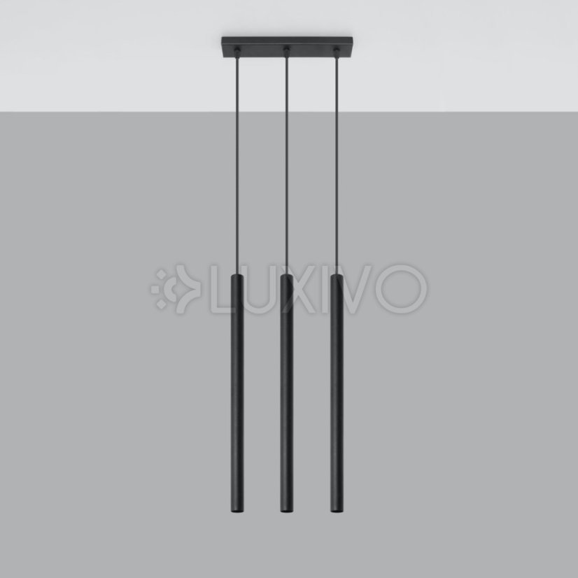 PASTELO 3 3xG9 Závesné stropné svietidlo Minimalistické čierne SOLLUX