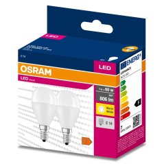 2PAK LED žiarovka E14 P45 7W = 60W 806lm 3000K Warm 200° OSRAM VALUE
