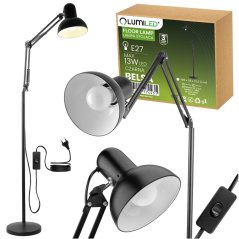 Stojacia LED lampa E27 čierna s nastavením výšky Belsa Lumiled