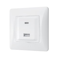 Zásuvka s rámikom USB-A + USB-C 20W 16A zapustená biela BINERA VIDEX
