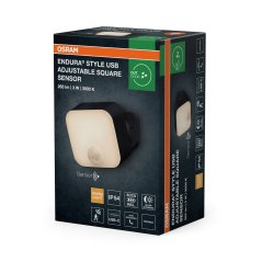Vonkajšie nástenné svietidlo LED so senzorom pohybu a súmraku 3W 150lm 3000K teplá stmievateľná nastaviteľná sivá USB-C IP54 Endura Osram