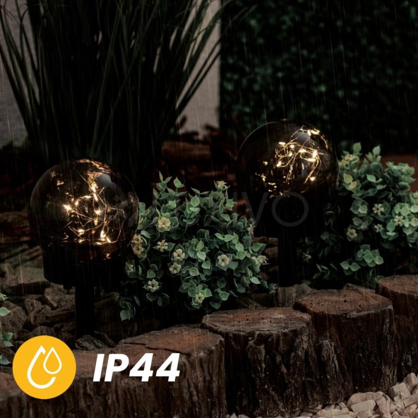 LED solárne záhradné svietidlo 3000K IP44 10cm poháňaná dekoratívna guľa GLORIS LUMILED