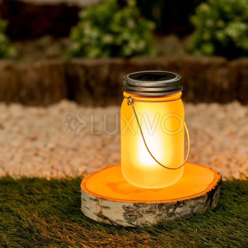 Záhradný lampáš LED Solar Jar Flame 13cm