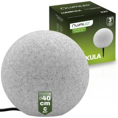 LED LUMIKULA 40cm E27 IP65 LUMILED Vonkajšie kamenné guľové záhradné svietidlo