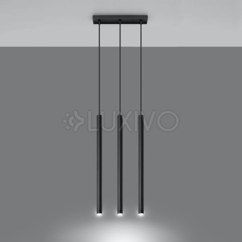 PASTELO 3 3xG9 Závesné stropné svietidlo Minimalistické čierne SOLLUX