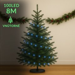 Vianočná led svetelná reťaz vnútorná - 100led - 8m modrá