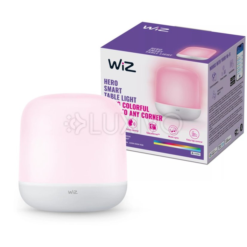 LED stolová lampa nočná 9W 620lm 2200-6500K RGB + TW 16cm Smart SMART WiFi Bluetooth App Hero WiZ