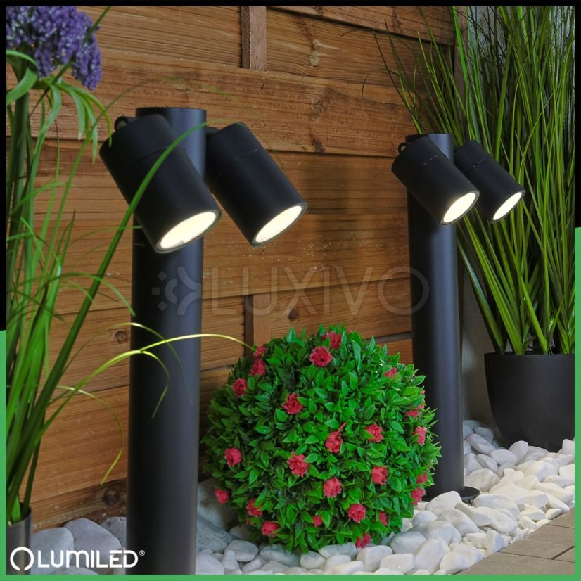 Záhradná lampa svietidlo stĺpik reflektor vonkajšia stojaca 45 cm 2x GU10 ASTI LUMILED